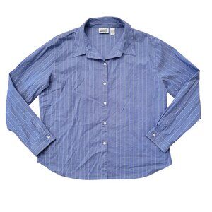 Chicos Design 3 Blue Striped Button Up Long Sleeve Collared Shirt‎ XL 16 18